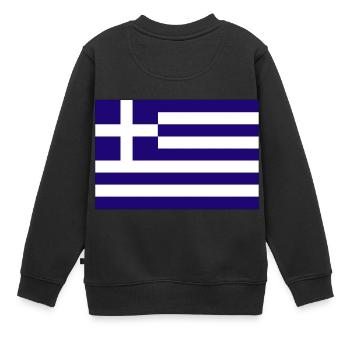Griechenland Fahne Flagge - Kinder Premium Organic Sweatshirt - Schwarz - Hinten - AI Model Kid Female (0cm)