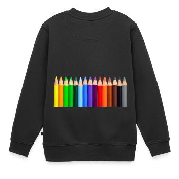 Crayons colorés - Sweat Premium enfant bio - noir - Dos - AI Model Kid Female (0cm)