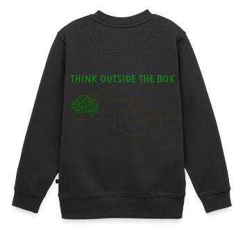 Think Outside The Box - Kids Premium Organic Sweatshirt - black - Back - AI Model Kid Female (0cm)
