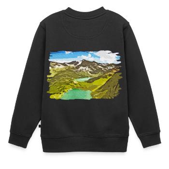 gxp alpin aussicht berge vector art - Kinder Premium Organic Sweatshirt - Schwarz - Hinten - AI Model Kid Female (0cm)