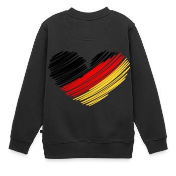 Deutschland Herz Deutschlandfahne - Kinder Premium Organic Sweatshirt - Schwarz - Hinten - AI Model Kid Female (0cm)