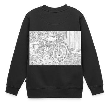 motorcycle sketch - Kids Premium Organic Sweatshirt - black - Back - AI Model Kid Female (0cm)