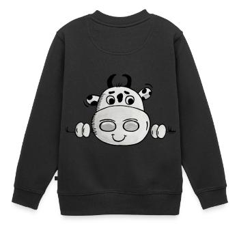 Vache regards - Sweat Premium enfant bio - noir - Dos - AI Model Kid Female (0cm)