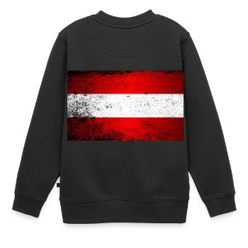 Flagge von Österreich Grunge - Kinder Premium Organic Sweatshirt - Schwarz - Hinten - AI Model Kid Female (0cm)