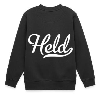 Held - Kinder Premium Organic Sweatshirt - Schwarz - Hinten - AI Model Kid Female (0cm)