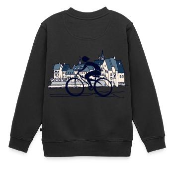 cyklist - Premium børne sweatshirt økologisk - sort - Bagpå - AI Model Kid Female (0cm)