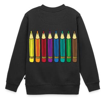crayons de couleur - Sweat Premium enfant bio - noir - Dos - AI Model Kid Female (0cm)