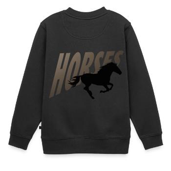 HORSES - Kinder Premium Organic Sweatshirt - Schwarz - Hinten - AI Model Kid Female (0cm)