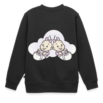 bébés jumeaux - Sweat Premium enfant bio - noir - Dos - AI Model Kid Female (0cm)