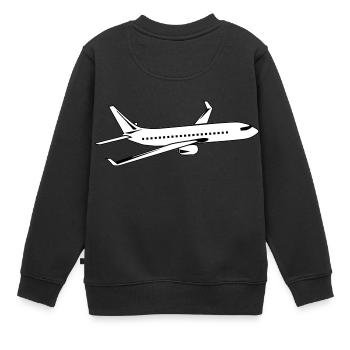 Flugzeug - Kinder Premium Organic Sweatshirt - Schwarz - Hinten - AI Model Kid Female (0cm)