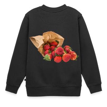 strawberry erdbeeren veggie gemuese fruits60 - Kinder Premium Organic Sweatshirt - Schwarz - Hinten - AI Model Kid Female (0cm)