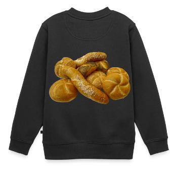 brot broetchen crossaint baecker baguette bread bu - Kinder Premium Organic Sweatshirt - Schwarz - Hinten - AI Model Kid Female (0cm)