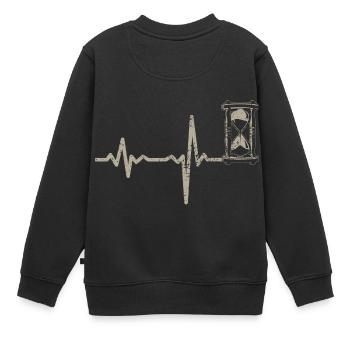 Geschenk Heartbeat Sanduhr - Kinder Premium Organic Sweatshirt - Schwarz - Hinten - AI Model Kid Female (0cm)