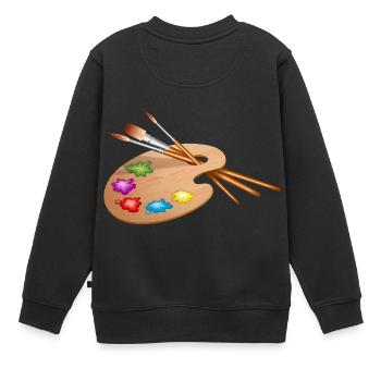 maler painter pinsel paint farbe artist color colo - Kinder Premium Organic Sweatshirt - Schwarz - Hinten - AI Model Kid Female (0cm)