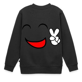 Smiley - Kinder Premium Organic Sweatshirt - Schwarz - Hinten - AI Model Kid Female (0cm)