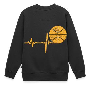 Geschenk Heartbeat Basketball - Kinder Premium Organic Sweatshirt - Schwarz - Hinten - AI Model Kid Female (0cm)