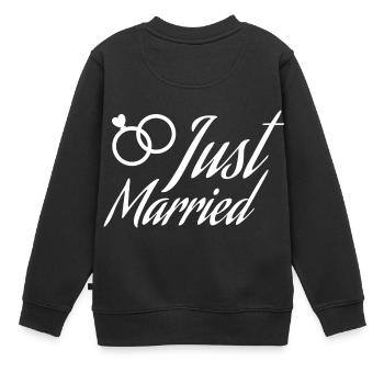 Juste mariés anneaux - Sweat Premium enfant bio - noir - Dos - AI Model Kid Female (0cm)