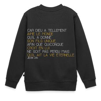 Jean 3 16 - Sweat Premium enfant bio - noir - Dos - AI Model Kid Female (0cm)