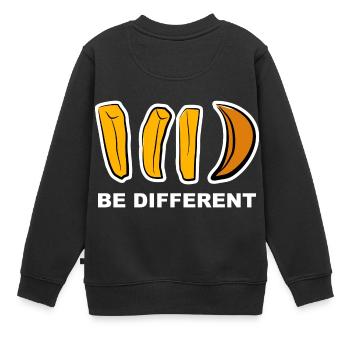 Anders, Different, Aussenseiter, Pommes, Geschenk, - Kinder Premium Organic Sweatshirt - Schwarz - Hinten - AI Model Kid Female (0cm)
