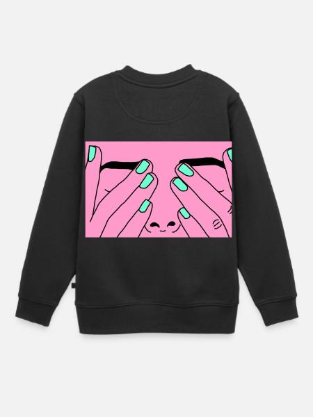 Face rose - Sweat Premium enfant bio - noir