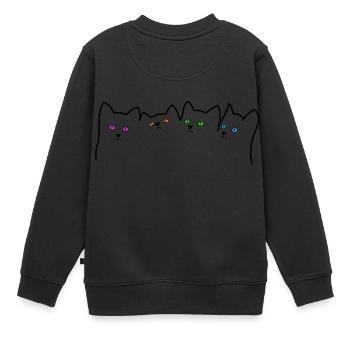Katzen Kätzchen Cats Katzenaugen - Kinder Premium Organic Sweatshirt - Schwarz - Hinten - AI Model Kid Female (0cm)