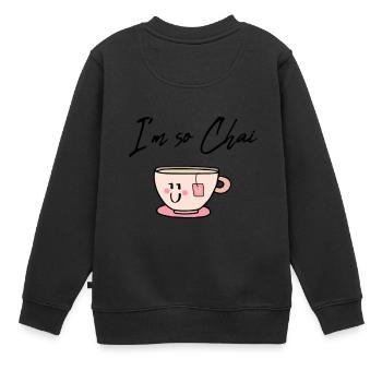 I'm so chai shy / Geschenk Idee - Kinder Premium Organic Sweatshirt - Schwarz - Hinten - AI Model Kid Female (0cm)
