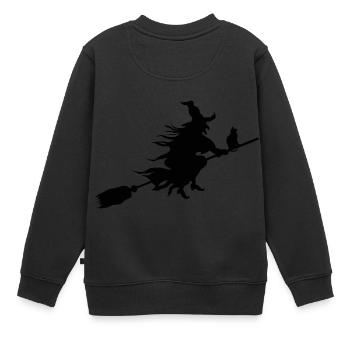 sorcière mythique Halloween avec chat - Sweat Premium enfant bio - noir - Dos - AI Model Kid Female (0cm)