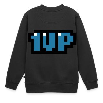 blau 1up - Kinder Premium Organic Sweatshirt - Schwarz - Hinten - AI Model Kid Female (0cm)
