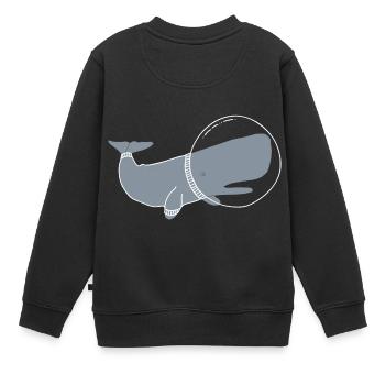 SPACE WHALE - Kinder Premium Organic Sweatshirt - Schwarz - Hinten - AI Model Kid Female (0cm)