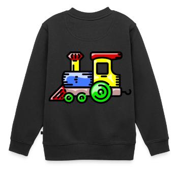 eisenbahn zug tram train railroad railway locomoti - Kinder Premium Organic Sweatshirt - Schwarz - Hinten - AI Model Kid Female (0cm)