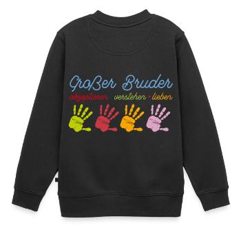 Grosser Bruder Großer Bruder T-Shirt - Kinder Premium Organic Sweatshirt - Schwarz - Hinten - AI Model Kid Female (0cm)