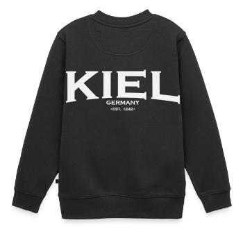 Kiel - Kinder Premium Organic Sweatshirt - Schwarz - Hinten - AI Model Kid Female (0cm)