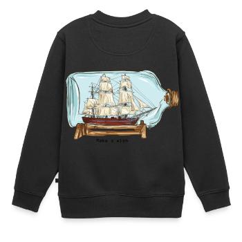 Bouteille - réalisation de souhait - Sweat Premium enfant bio - noir - Dos - AI Model Kid Female (0cm)