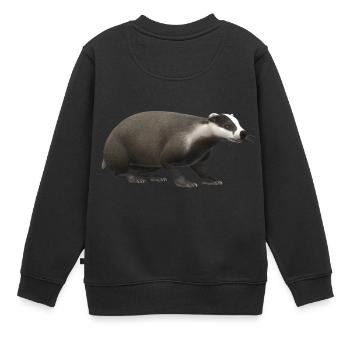 Blaireau 3D - Sweat Premium enfant bio - noir - Dos - AI Model Kid Female (0cm)