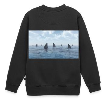 Grand requin blanc, requin, aileron de requin - Sweat Premium enfant bio - noir - Dos - AI Model Kid Female (0cm)