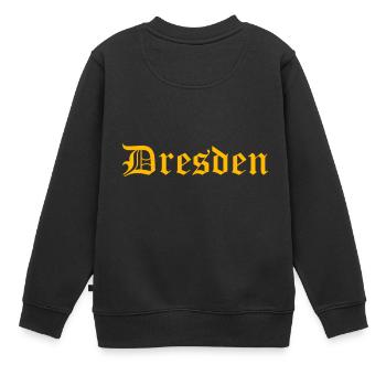 Dresden Schriftzug altdeutsch - Kinder Premium Organic Sweatshirt - Schwarz - Hinten - AI Model Kid Female (0cm)