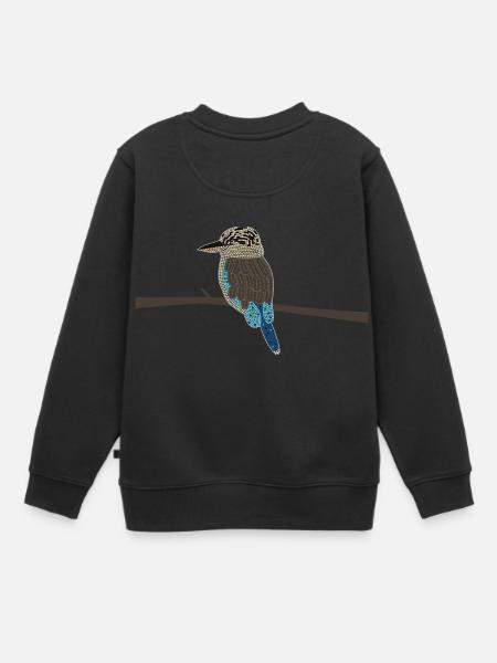 Laughing Hans - Kookaburra sans arrière-plan - Sweat Premium enfant bio - noir