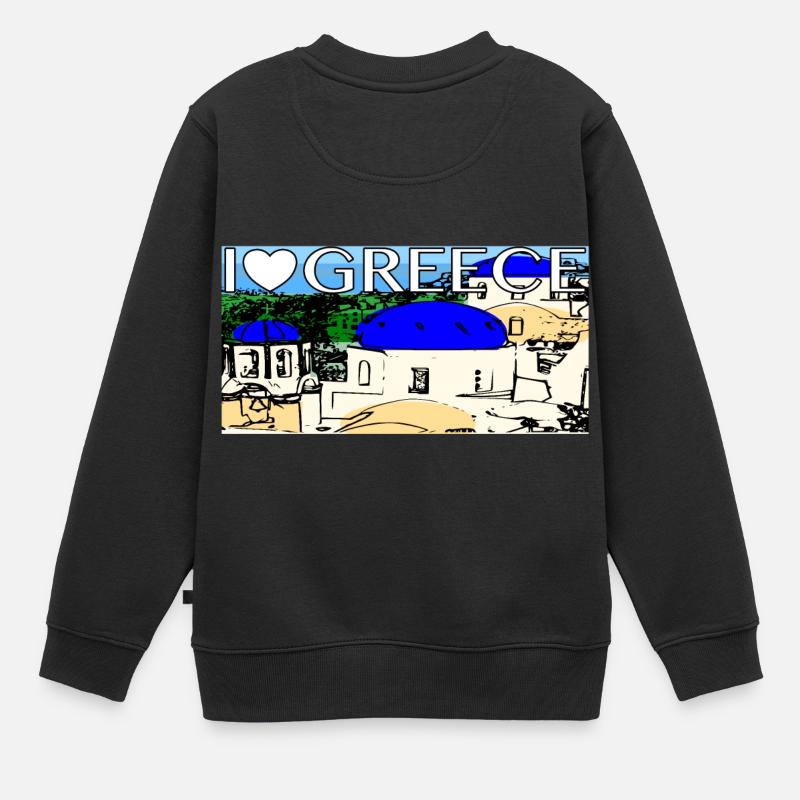 Grèce Santorini - Sweat Premium enfant bio - noir