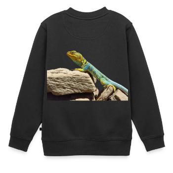 gecko lézard lézard lézard - Sweat Premium enfant bio - noir - Dos - AI Model Kid Female (0cm)