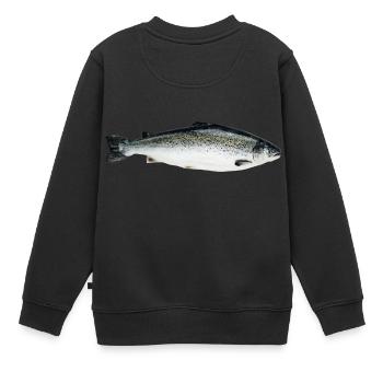 Lachs - Kinder Premium Organic Sweatshirt - Schwarz - Hinten - AI Model Kid Female (0cm)