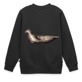 Grau Siegel - Siegel Grau - Grau Phoque - Kinder Premium Organic Sweatshirt - Schwarz - Hinten - AI Model Kid Female (0cm)