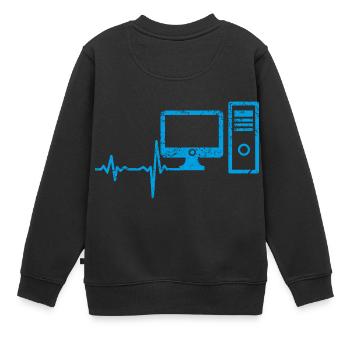 Cadeau Heartbeat Ordinateur PC - Sweat Premium enfant bio - noir - Dos - AI Model Kid Female (0cm)