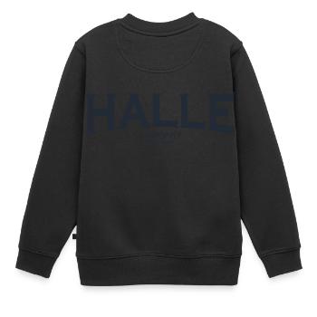 Halle - Kinder Premium Organic Sweatshirt - Schwarz - Hinten - AI Model Kid Female (0cm)