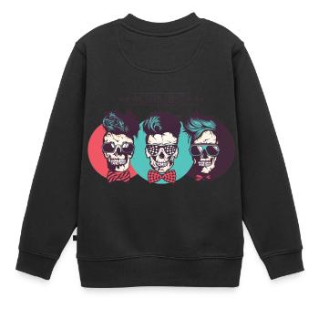 tete de mort hipster modern skull crane lunette de - Sweat Premium enfant bio - noir - Dos - AI Model Kid Female (0cm)