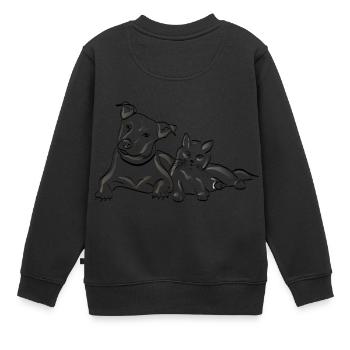 Chien et chat - Sweat Premium enfant bio - noir - Dos - AI Model Kid Female (0cm)