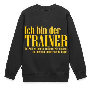 Trainer - Kinder Premium Organic Sweatshirt - Schwarz - Hinten - AI Model Kid Female (0cm)