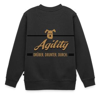 Agility - Kinder Premium Organic Sweatshirt - Schwarz - Hinten - AI Model Kid Female (0cm)