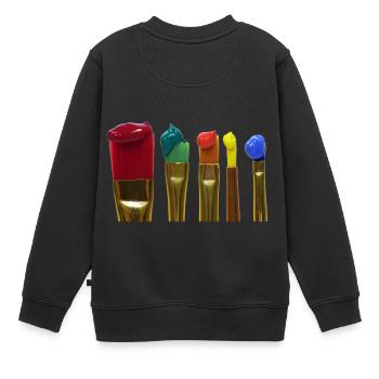 Pinsel - Kinder Premium Organic Sweatshirt - Schwarz - Hinten - AI Model Kid Female (0cm)