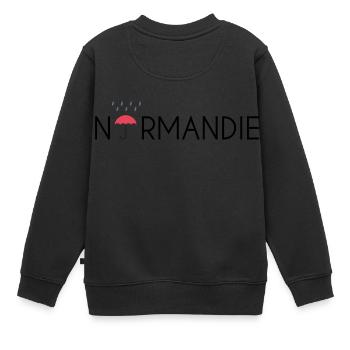Normandie Regenschirm - Kinder Premium Organic Sweatshirt - Schwarz - Hinten - AI Model Kid Female (0cm)