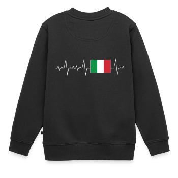cadeaux de fréquence cardiaque rythme cardiaque drapeau italien - Sweat Premium enfant bio - noir - Dos - AI Model Kid Female (0cm)